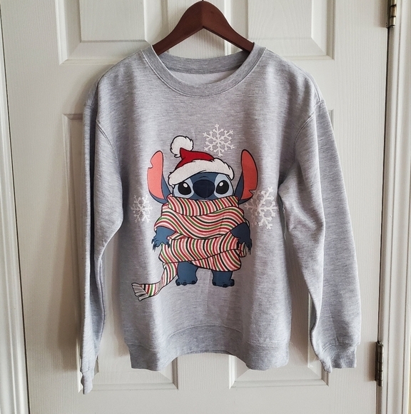 NWOT Disney Lilo & Stitch Christmas Women's Sweater Gray Cute Funny Gray size S - Picture 1 of 6